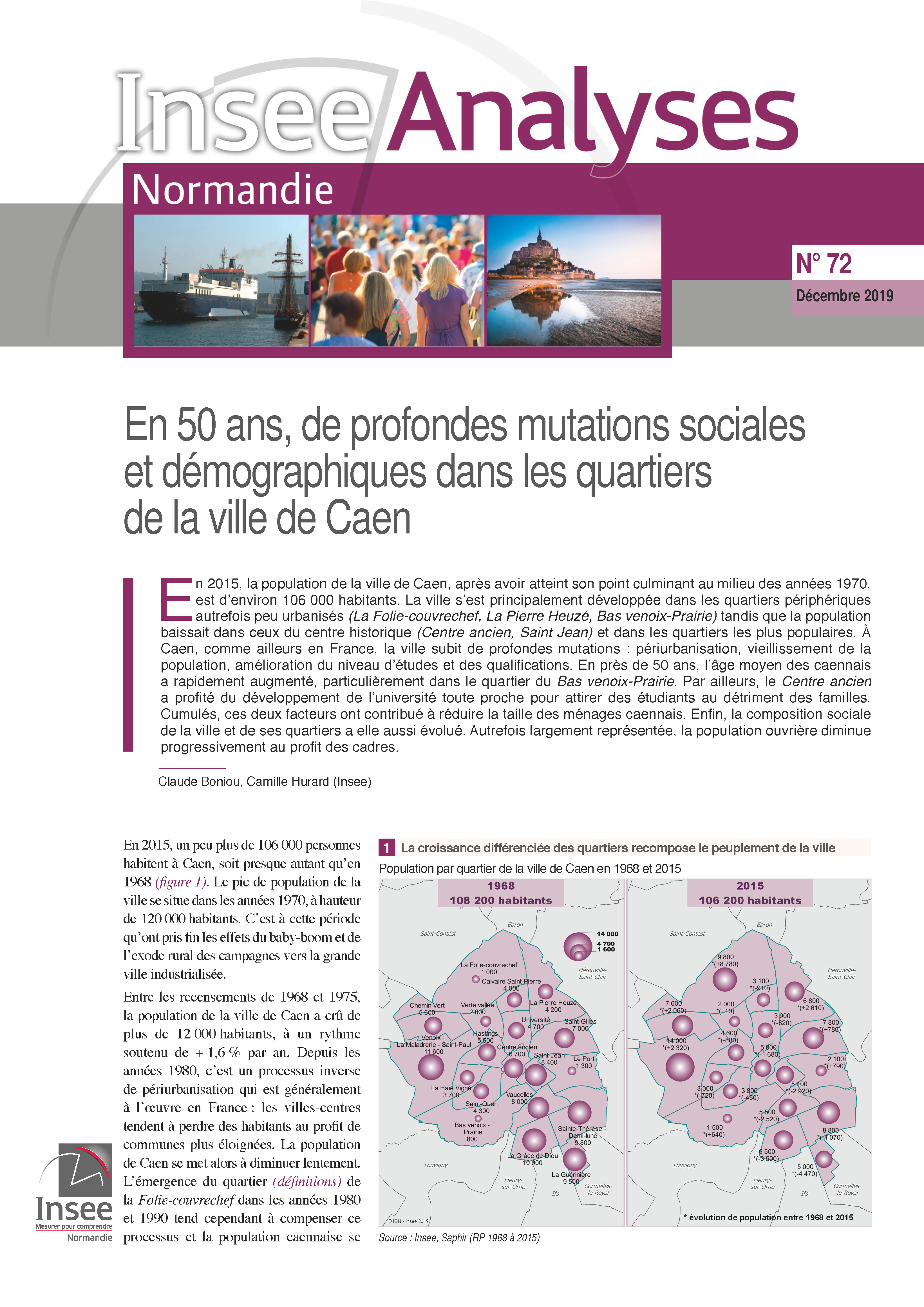 Insee Analyses EvolDemoCaen decembre2019 Page 1